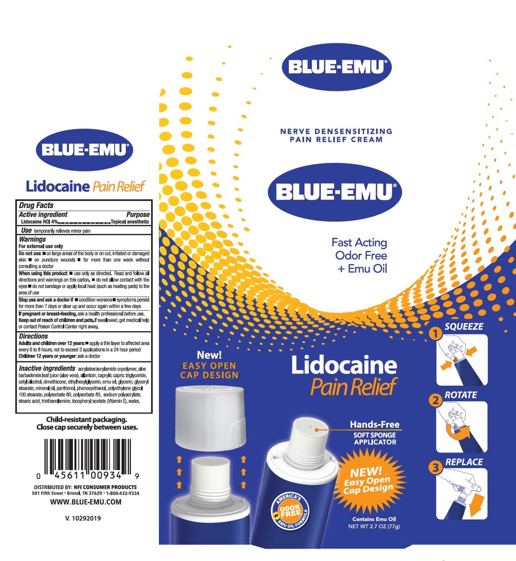 Blue-Emu Lidocaine Pain Relief Cream — printer-ready label artwork with bleed marks and color bars
